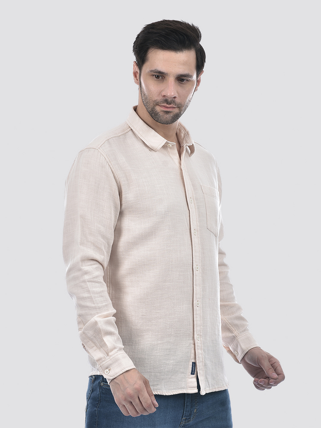 Numero Uno Men Solid Cream Shirt